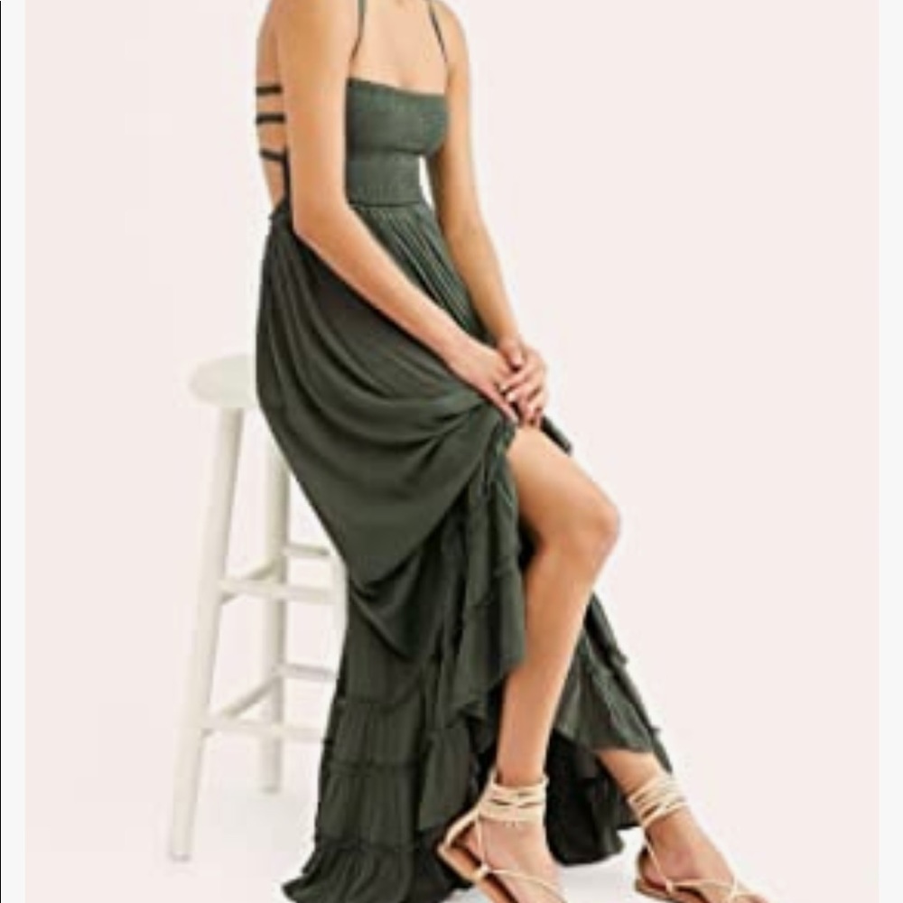 Olive green boho dress